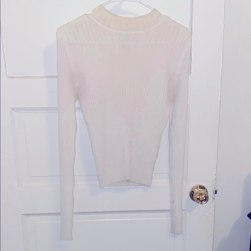 White Ribbed Sweater